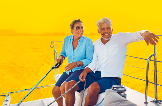 Retired couple on boat